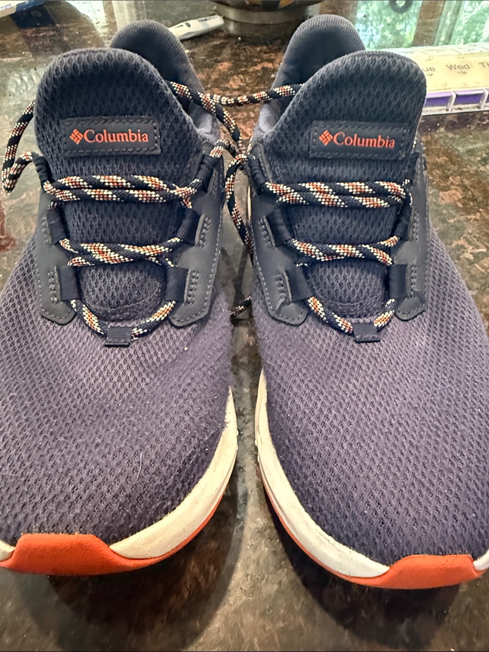 Columbia Navy Mesh Sneakers with Orange Accents